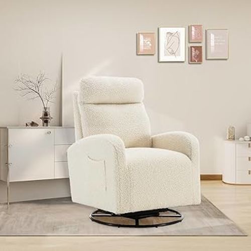Rocking Recliner Chair with Upholstered andHighBackrest, Modern Swivel Rocker Glider with Back and ForthGlide, Glider Recliner Chair for Living Room