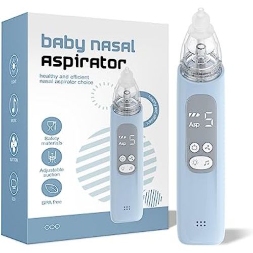 Baby Nasal Aspirator, Electric Nose Sucker with 5 Levels Suction, Soothing Light & Nursery Rhymes