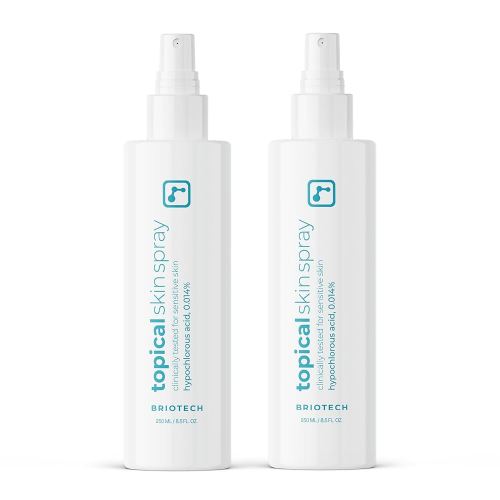 BRIOTECH Topical Skin Spray, Hypochlorous Acid Spray for Body & Face, Eyelid Cleanser, HOCl Facial Mist, Support Against Irritation, Calm Redness, Soothe Foot & Scalp, 8oz (2 Pack)