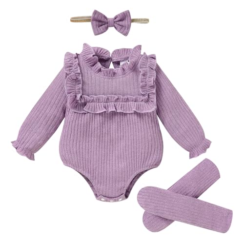 GRNSHTS Newborn Baby Girl Clothes Ruffle Rompers Toddler Fall Outfits for Girls Set Little Girl Fall Winter Clothing