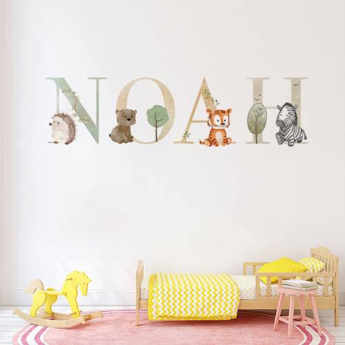 Safari Personalised Names Nursery Wall Stickers Decals