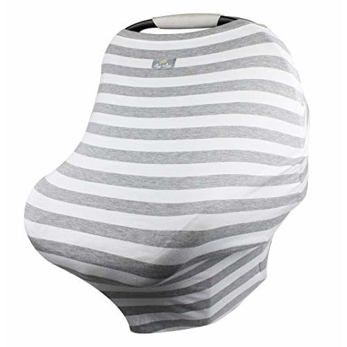 Itzy Ritzy 4-in-1 Nursing Cover, Car Seat Cover, Shopping Cart Cover & Infinity Scarf – Breathable, Multi-Use Nursing Cover Up for Breastfeeding, Carseat Canopy & Stroller Cover (Heather Gray Stripe)