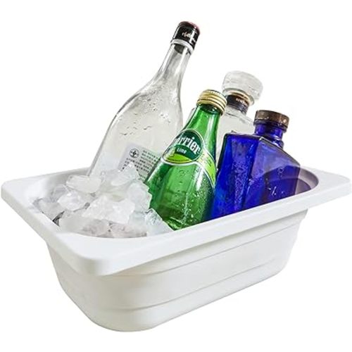 Beright Collapsible Storage Bin, Wash Basin Folding Dish Tub Sink, Space Saving for Dishing, Fruit and Camping, Hiking and Home, White, Small, 1 Pack