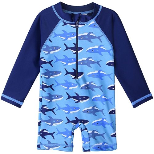 HUAANIUE Baby/Toddler Boy Swimsuit Rashguard Swimwear Long Sleeve One-Piece