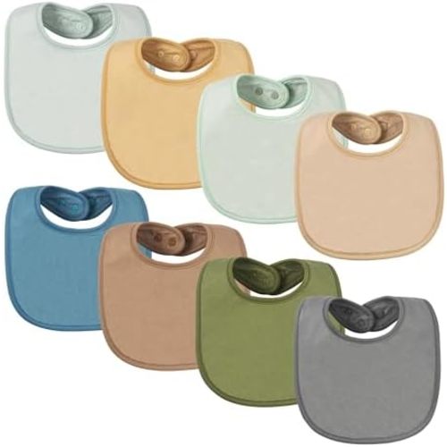 Tiny Twinkle Baby Feeding Bibs 8 Pack - Waterproof and Absorbent Infant Drool and Feeding Baby Bibs