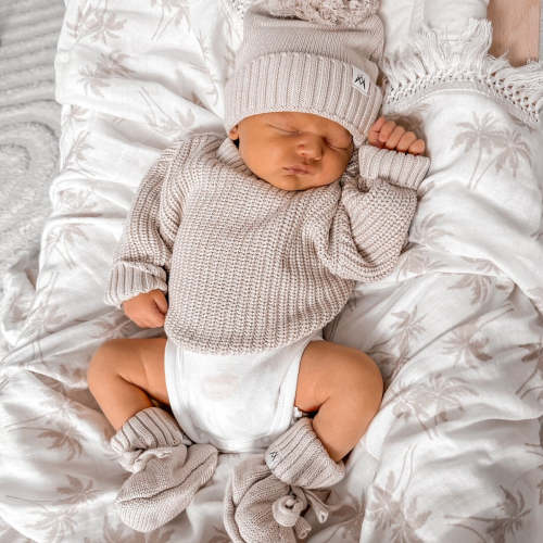 Newborn Knit Booties - Mushroom | 3 Little Crowns