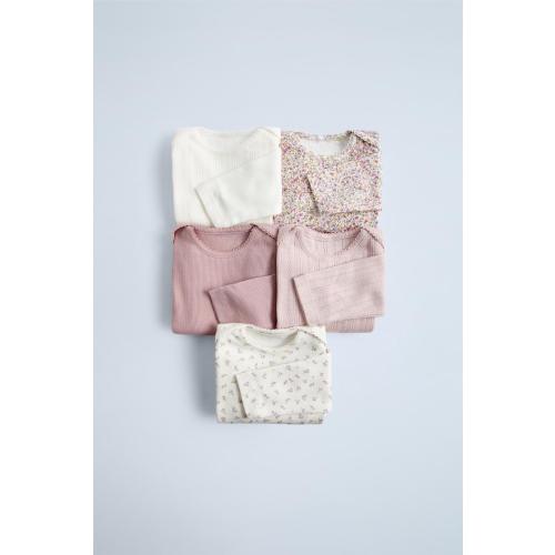 FIVE PACK OF FLORAL BODYSUITS - Pink / Mauve | ZARA United States