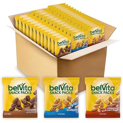 belVita Bites Breakfast Biscuits Variety Pack, 3 Flavors, 40 Snack Packs