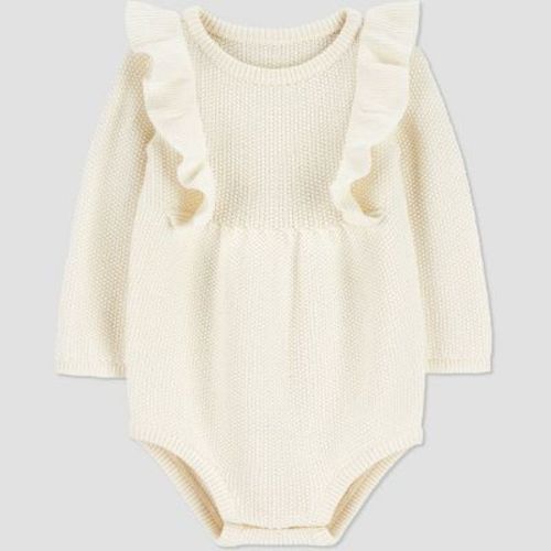 Carter's Just One You® Baby Girls' Ruffle Sweater Bubble Romper - Cream