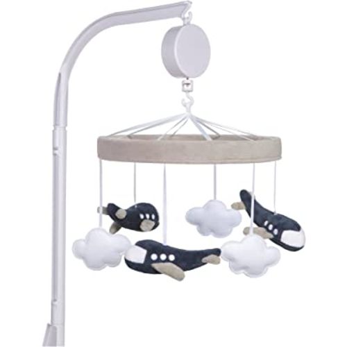 Sammy & Lou Airplane Baby Crib Mobile with Music, Crib Mobile Arm Fits Standard Crib Rail