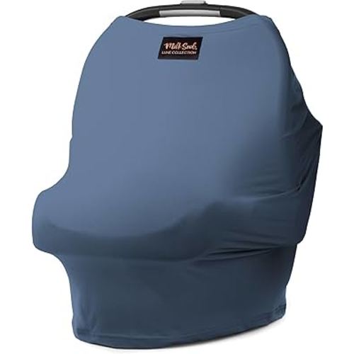 Milk Snob Original 5-in-1 Luxe Cover in Ocean Blue - Added Privacy for Breastfeeding, Baby Car Seat, Carrier, Stroller, High Chair, Shopping Cart, Lounger Canopy, Newborn Essentials, Nursing Top