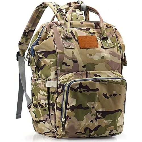 Limhoo Diaper Bag Backpack for Men Dad, Waterproof Large Canvas Camo Nappy Bags, Baby Care Bag (Camo)