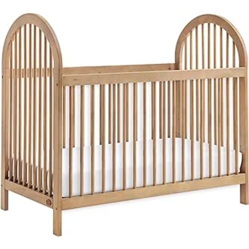 Oxford Baby Everlee Modern High Arch 3-in-1 Convertible Island Baby Crib with Round Spindles, Honey Wood : Baby