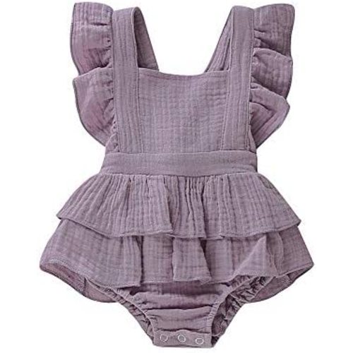Douhoow Infant Baby Girl Romper Baby Ruffle Bodysuit Jumpsuit One-Piece Cotton Linen Clothes