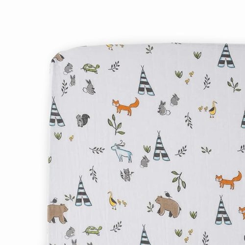 Little Unicorn Cotton Muslin Fitted Sheet - Forest Friends