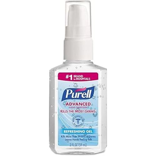 PURELL Advanced Hand Sanitizer Refreshing Gel, Clean Scent, 2 fl oz Travel Size Pump Bottle (Pack of 1)