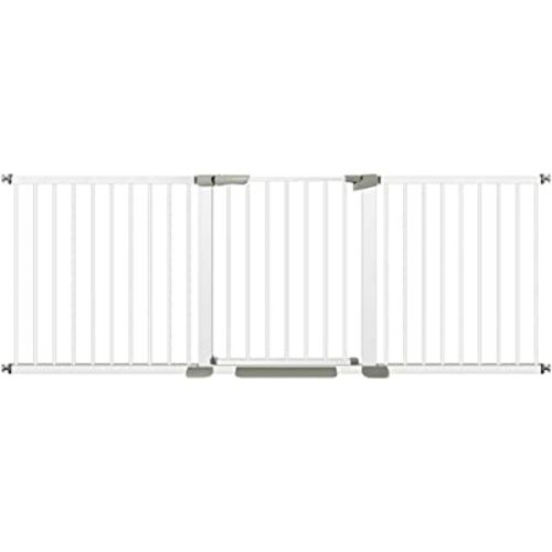 Baby Gate for Stairs, Doorways, Extra Wide Child Gate Indoor, Metal, Easy Walk Thru Durability Dog Gates for The House White, Auto Close Safety Baby Gate, Pressure Mount.