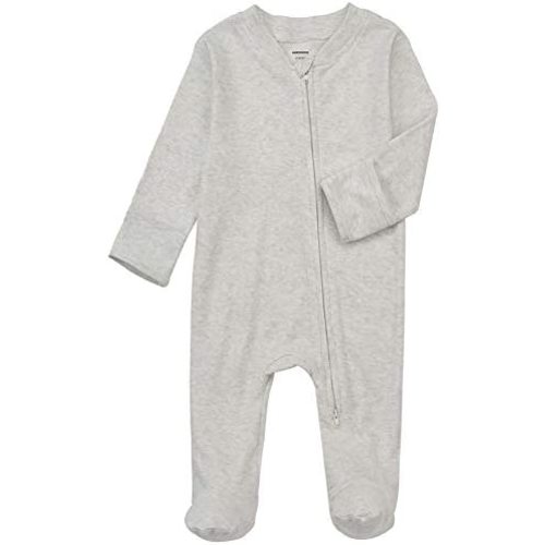 Aablexema Baby Footed Pajamas with Mitten Cuffs - Unisex Newborn Infant 2 Ways Zipper Cotton Footie Pjs