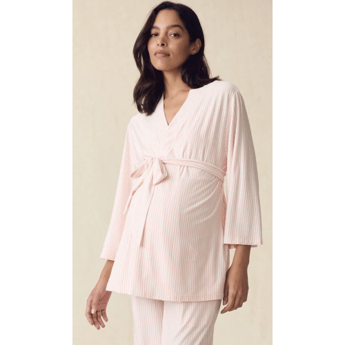 LAKE | Women | DreamModal™ Pajamas | Serene Blue Stripe Maternity Kimono Bundle