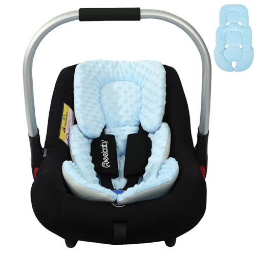 GIGART Infant Car Seat Insert, 3D Air Mesh Carseat Head Support for Newborn, Breathable Minky Baby Car Seat Cushion for Carseats, Stroller, Swing, Bouncer