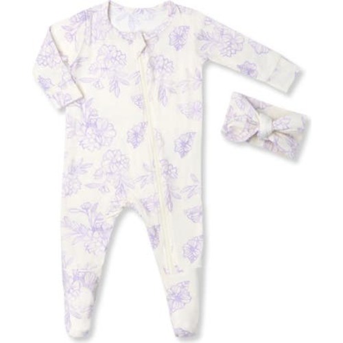 Print Jersey Footie & Headband, Newborn