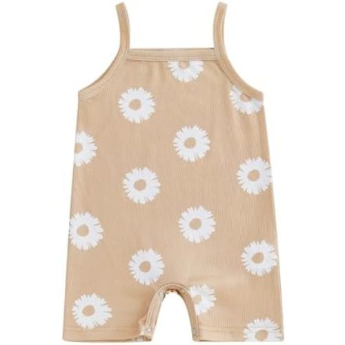 GOOCHEER Infant Baby Girl Summer Romper Jumpsuit Daisy Halter Sleeveless Bodysuit Summer One Piece Outfit