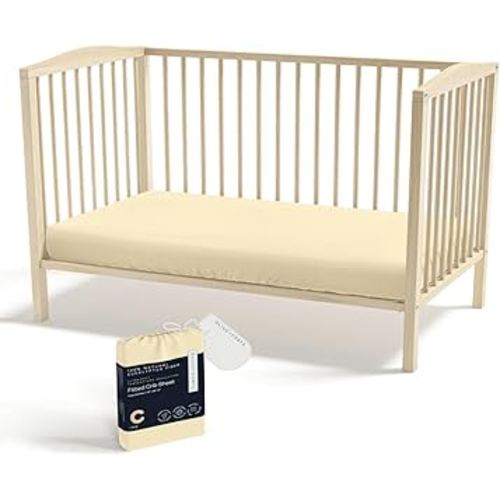 Olive + Crate Crib Sheets Luxury Eucalyptus Tencel | Naturally Pure Ultra Soft and Breathable | Boys and Girls | Baby and Toddler | Deep Pockets | Butter Cream