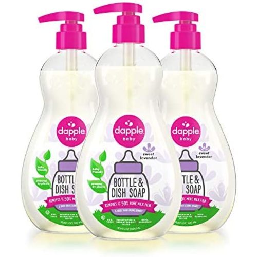 Dapple Baby, Bottle and Dish Soap Dish Liquid Plant Based Hypoallergenic 1 Pump Included, Packaging May Vary, Lavender 50.7 Ounce, (Pack of 3)