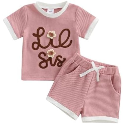 Toddler Baby Girl Clothes Floral Infant Summer Shirt Shorts Set Cute Big Sister Little Sister Matching Outfits