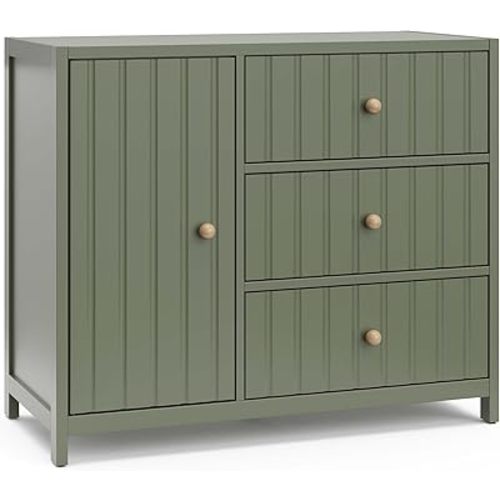 Graco Teddi Drawer Combo Dresser (Olive) – GREENGUARD Gold Certified, Interlocking Drawer System, Pre-Installed Drawer Tracks for Easier Assembly, Spacious Cabinet