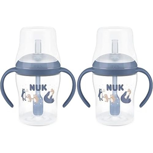NUK Perfect Match Learner Straw Cup, 5 oz, 2 pack – Soft Straw, Easy-Grip Handles, BPA Free, Spill Proof Transition Sippy Cup