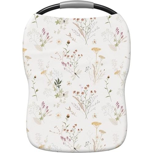 Pobi Baby Premium Multi-Use Cover - Nursing Cover, Baby Car Seat Covers, Shopping Cart, High Chair, and Breastfeeding Cover - Ultra-Soft, Stretchy, Floral Scarf for Baby and Mom (Wildflower)
