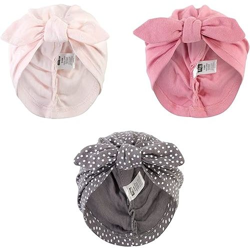 Hudson Baby Baby Girls' Turban Cotton Headwraps, Pink Feather, One Size