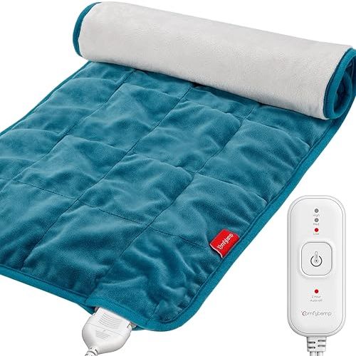 Comfytemp Weighted Heating Pad for Back & Cramps, 2.2lb Electric Neck Shoulder Heat Pad for Pain Relief, FSA HSA Eligible, Valentines Day Gifts for Her Him Wife Husband, 2H Auto-Off, 12x24, Washable