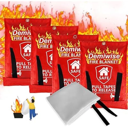 Fire Blankets for Home and Kitchen,4-Pack 40"x40" Emergency Fire Safety Blankets for People House Car Office Warehouse Emergency Survival Safety