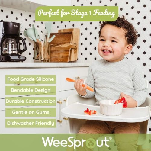 Weesprout Silicone Baby Spoons, First Stage Infant Feeding Utensils With Soft-tip - Set Of 3 (matte Tan, Off White, Pink)