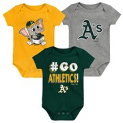Newborn & Infant Oakland Athletics Green/Gold/Gray Born To Win 3-Pack Bodysuit Set