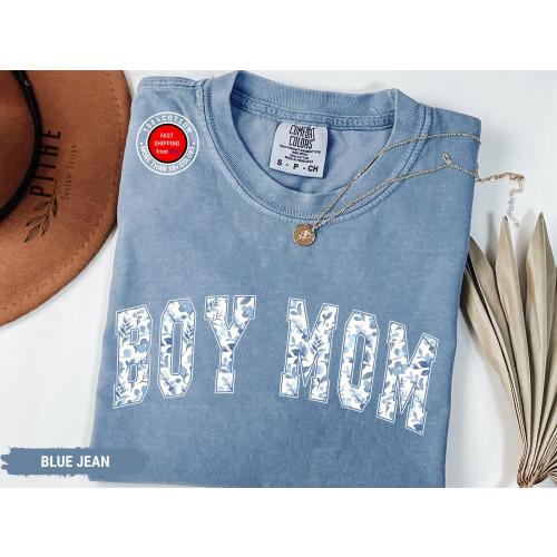Comfort Colors® Boy Mom Shirt, Floral Boy Mama Shirt, Pregnancy Announcement Boy, Mama of Boys Shirt, Mother's Day Gift, Cute Mom Shirt