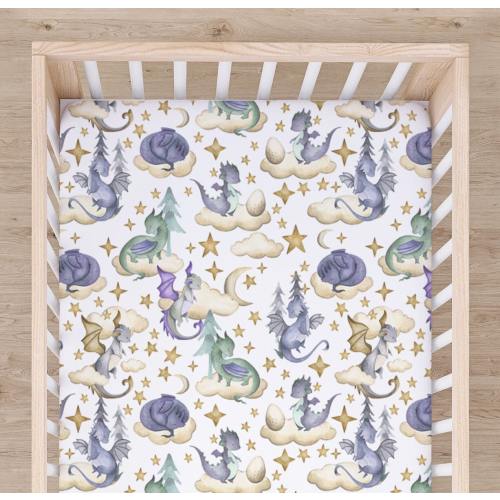 Dragon Nursery Decor, Baby Dragon Crib Sheets, Baby Nursery Dragon, Cute Dragon, Dragon Nursery, Baby Fantasy Home Decor, Fairy Tale Nursery