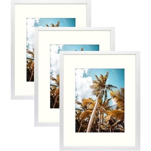 Frametory 16x20 Picture Frame for Wall, Display Picture 11x14 with Mat or 16x20 Without Mat, Gifts for Family(White, 3 Pack)