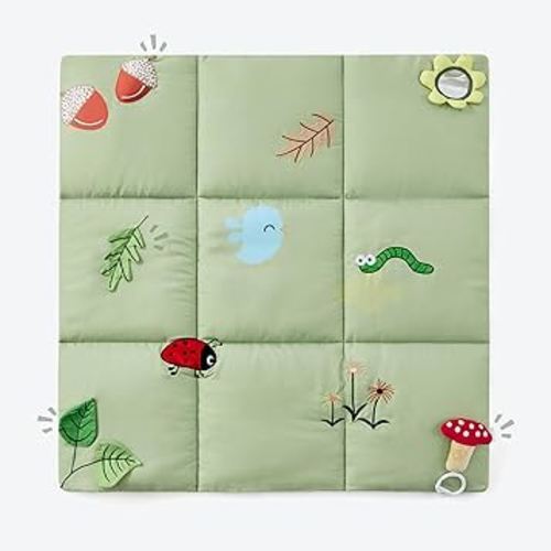 UTEX Premium 9-in-1 Tummy Time Mat, Baby Play Mat with 9 Sensory Toys, Soft Sensory Mat for Infants, Newborn Essentials Gift