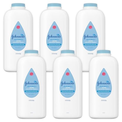 Johnson's Baby Powder, Pure Cornstarch, Aloe & Vitamin E, 22 Ounce (Pack of 3) - Packaging May Vary