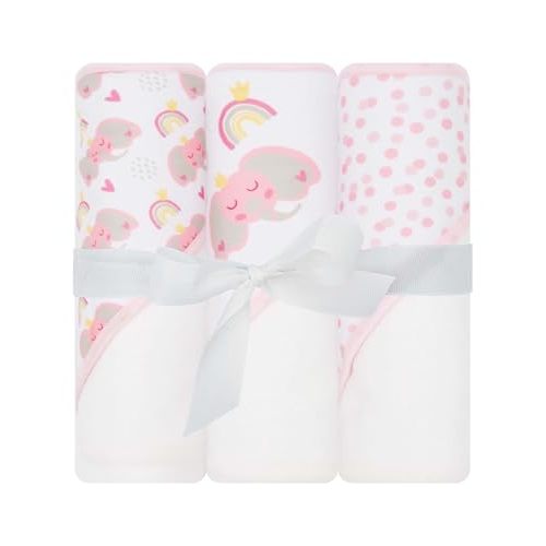 LITTLE CELEBRITY Hooded Baby Towels, Baby Bath Towels, Baby Towels with Hood, Hooded Baby Towel, Toddler Towels, Baby Hooded Towel, 30" x 26", 3PK (Sweet Elephant)