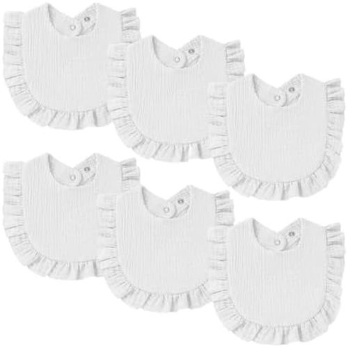 Oiomniv Muslin Baby Bibs, 6-Pack Bandana Drool Bibs Soft Cotton Adjustable Unisex Newborn, Toddler for Drooling Teething