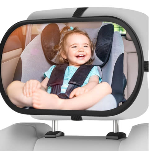 Baby Car Mirror, Safety Car Seat Mirror for Rear Facing Infant, Clear Wide View, 360°Rotation, Easily Observe the Baby Move, Secure, Shatterproof, Crash Tested and Certified (Black)