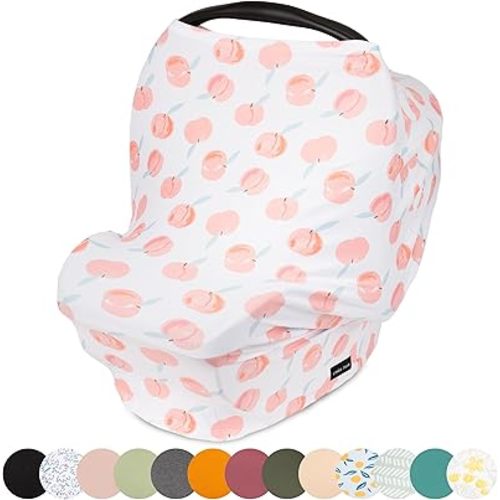 Breathable Nursing Cover Up and Car Seat Cover for Babies Simka Rose - Breastfeeding Cover for Baby Boy & Girl - Adjustable Stretchy Infant Carseat Canopy Carrier Cover for Summer - Must Have Registry
