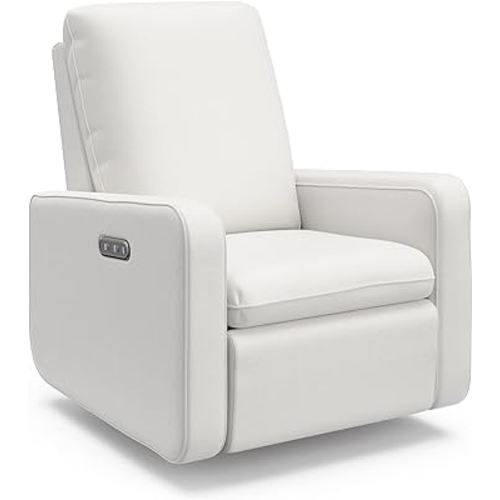 Graco Teddi Power Recliner Swivel Glider (Ivory Basketweave) – GREENGUARD Gold Certified, CertiPUR-US Certified Foam, Electronic Power Recline, USB-A & USB-C Charger, Premium Cushioning & Comfort