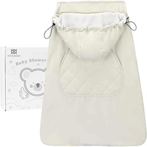 Bebamour Baby Carrier Winter Cover Universal Hoodie All Season Carrier Cover for Baby Carrier (Khaki)