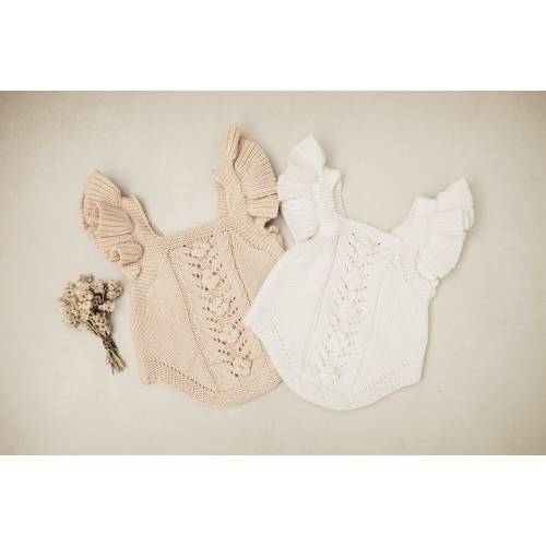 Newborn Photography Outfit, Newborn Romper, Newborn Girl Photography Outfit, White Baby Romper, Girls Photography Outfit, Flora Knit Rompers