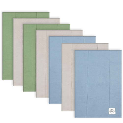 Baby Burp Cloths for Boys and Girls - 7 Pack Large 100% Cotton Double Layered Extra Absorbent Burp Rags, Grey-Green